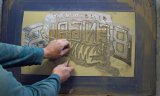 Sandcarving glass sign for LED frame.