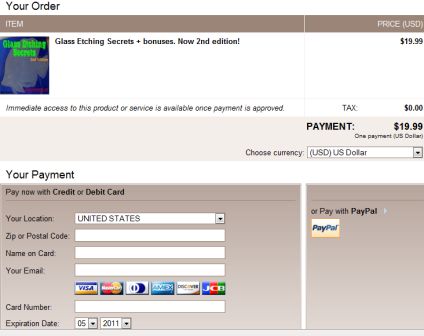 Payment page for ordering ebook.