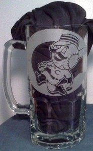Engraved and etched Cincinnati beer glass