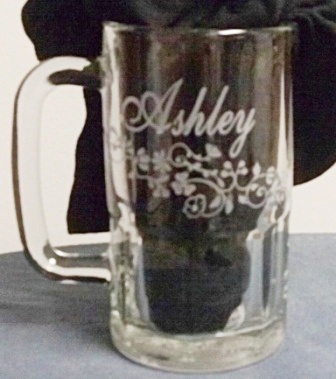 Ashley etched mug with flowers.
