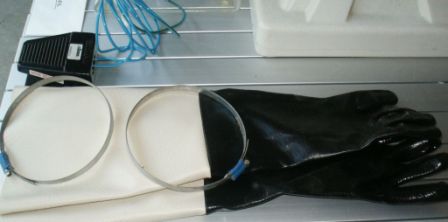 Sandblast gloves for SCM cabinet.