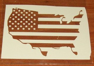 USA stencil placed on glass.