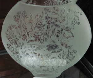 A glass bowl etched