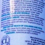 Back label on a acid cream bottle with ingredients.