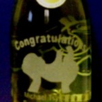 Another bad baby gift champagne bottle etching.