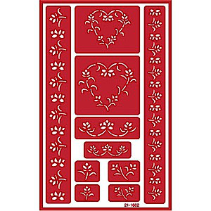 Floral Heart Glass Etching Stencil Designs