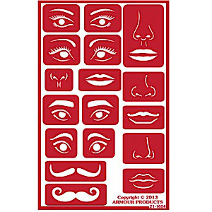 Design a Face Glass Etching Stencils: Mustache, Lips, Eyes, Nose