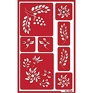 Flower Border Glass Etching Stencil Designs