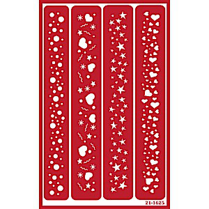 Sparkle Border Glass Etching Stencil Designs: Hearts, Stars, Bubbles