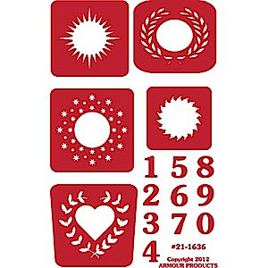 Reverse Number Glass Etching Stencils with Outer Designs