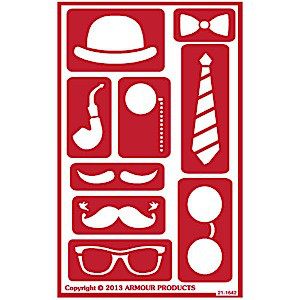 Decorate a Face Glass Etching Stencils: Hat, Glasses, Mustaches, Ties, Pipe