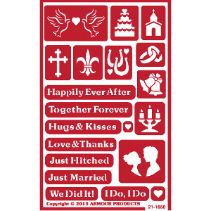 Just Married Wedding Glass Etching Stencils