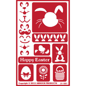 Easter Glass Etching Stencils: Bunny, Egg, Spring Flower, Basket