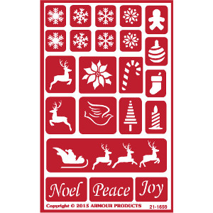 Christmas Holiday Glass Etching Stencil Elements