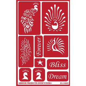 Feathered Peacock Glass Etching Stencils