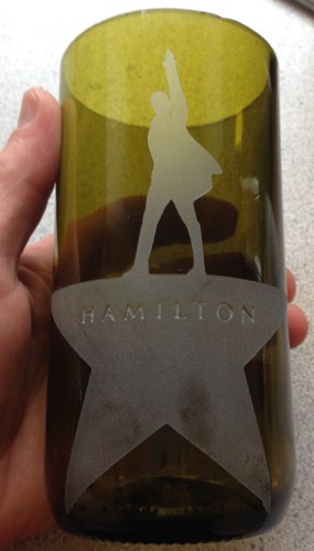 Hamilton Play etched on glass