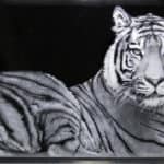 Bengal tiger etched on glass.