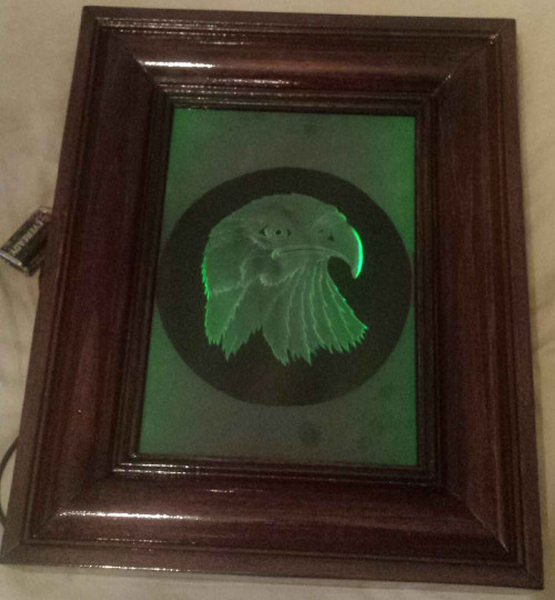 Carved glass frame of eagle