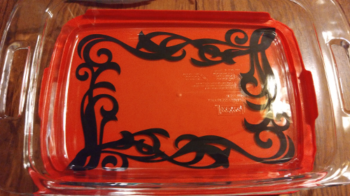 casserole dish etched