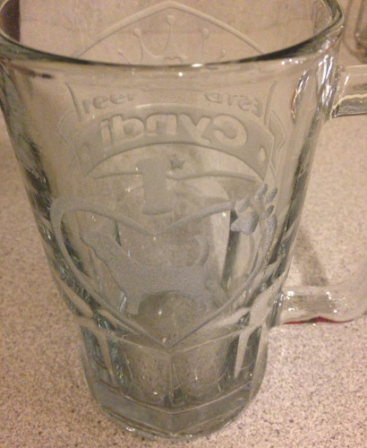 completed beagle etched beer mug
