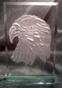 Eagle head sandcarved acrylic