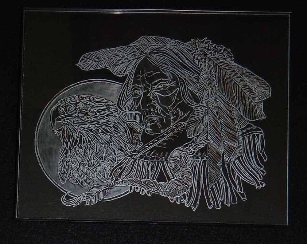 eagle indian spirit glass engraving
