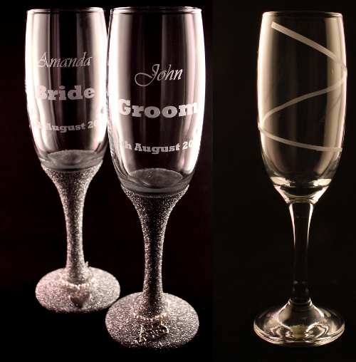 etched champagne flutes