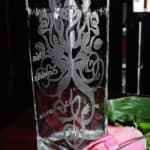 etched rose vase
