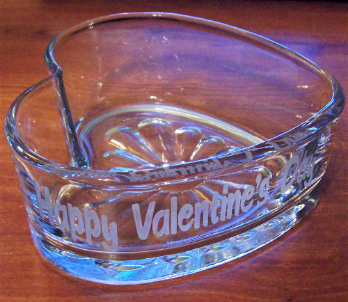 etched text in glass heart