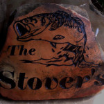 Fish sandblasted rock.