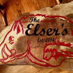 Red painted sandblasted rock.