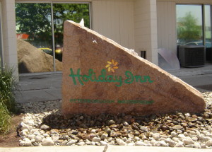 holiday inn sandblasted sign stone