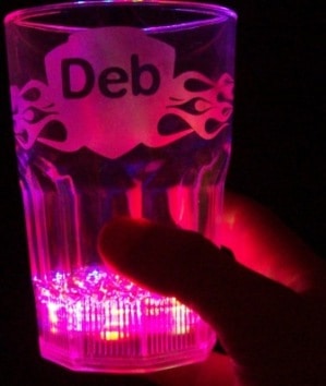 light led etched cup to drink out of.