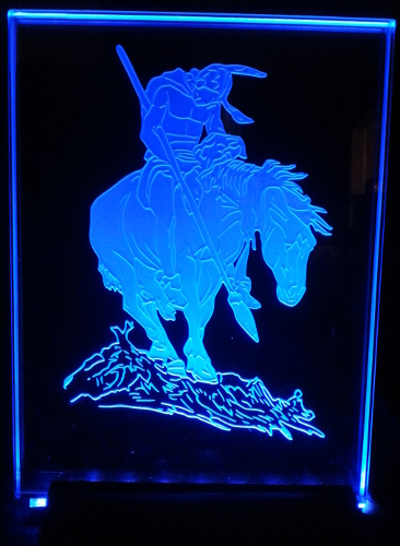 Light up acrylic glass with American Indian