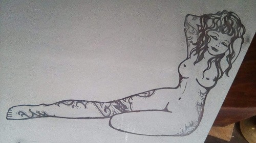 pin up girl engraving