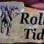 Elephant engraved in a rock for Alabama Crimson Tide.