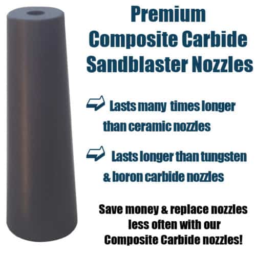 Composite carbide sandblaster nozzle verses boron and tungsten carbide.