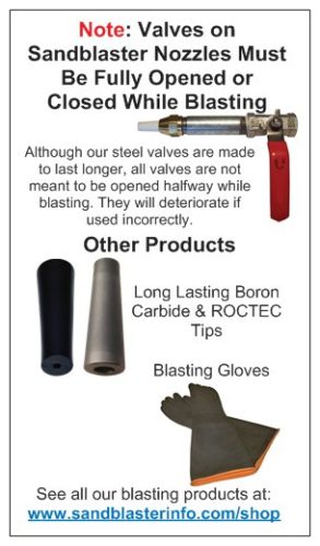 sandblaster valves important tip