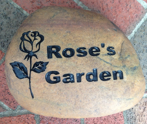 sandcarve engraved garden rock