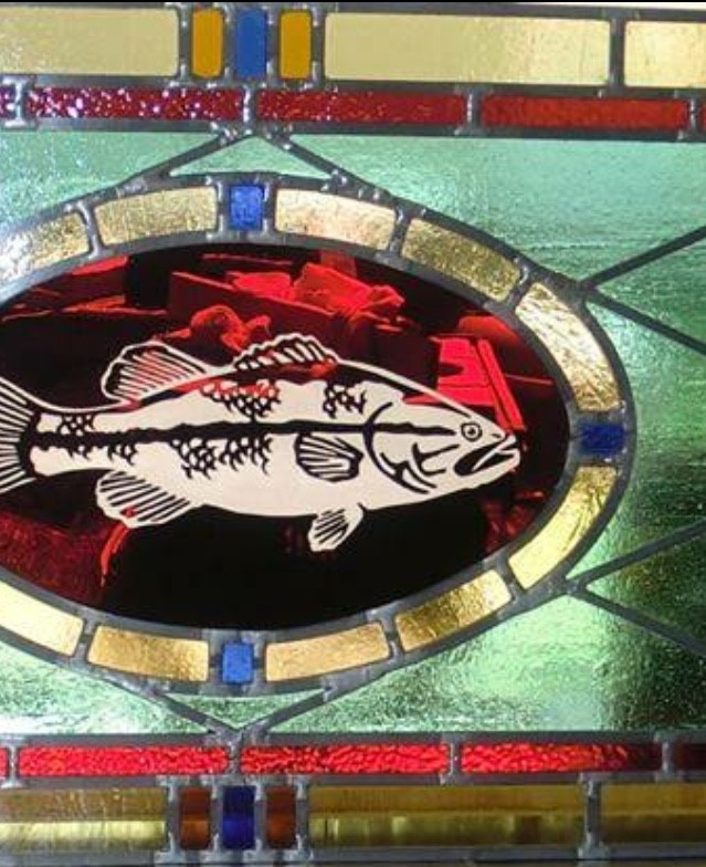 stained glass with etching and mirror added