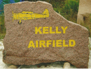 A stone sandblasted for an airport.