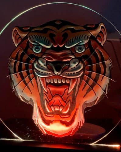 tiger face sandcarving led lit