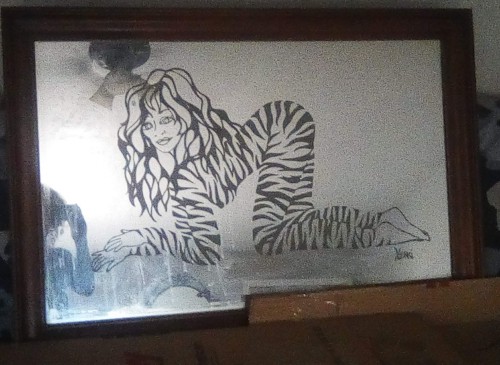 tiger girl design engraving